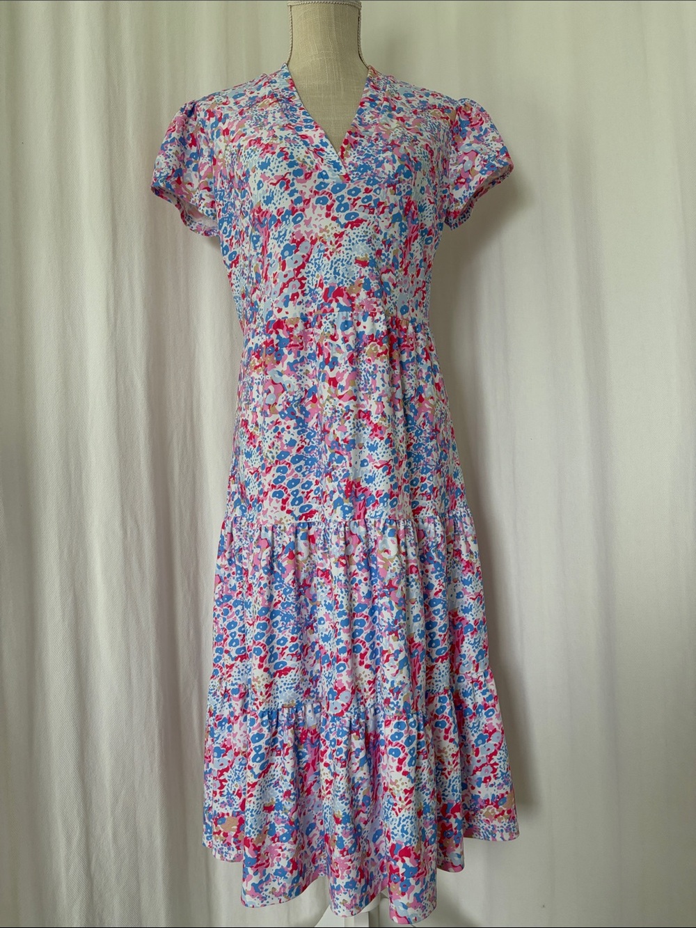 Jude Connally Libby Watercolor Floral Midi Dress Small